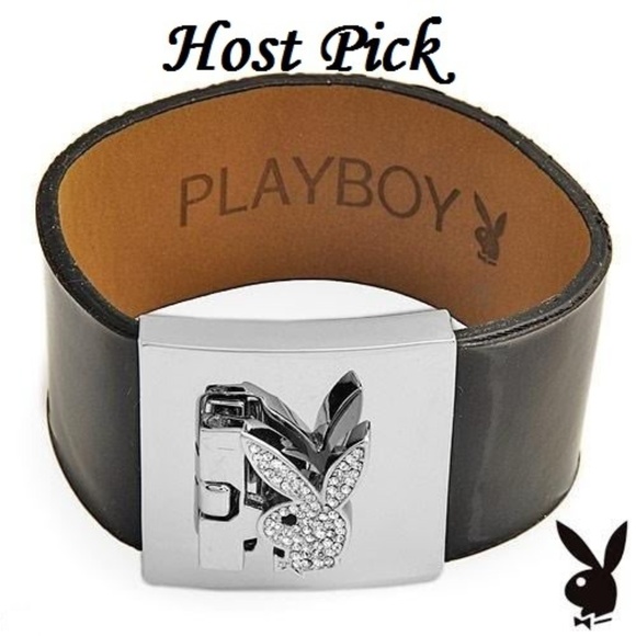 Playboy Jewelry - Playboy Bracelet Crystal Bunny Black Leather Cuff